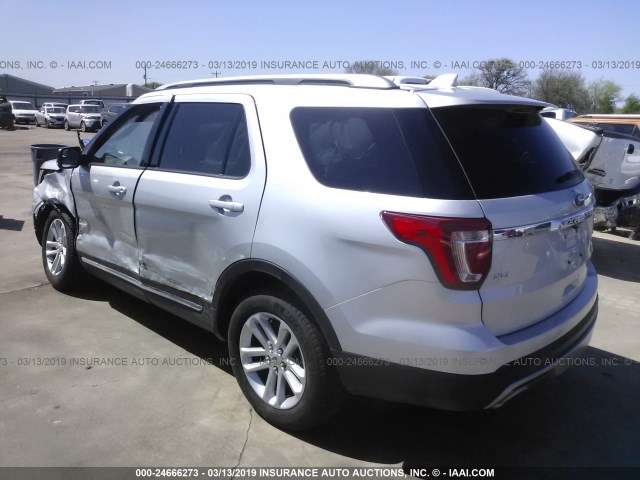 1FM5K7DHXGGC85070 - 2016 FORD EXPLORER XLT SILVER photo 3