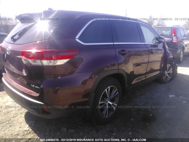 5TDBZRFH0HS394933 - 2017 TOYOTA HIGHLANDER LE/LE PLUS 勃艮第红 照片 4