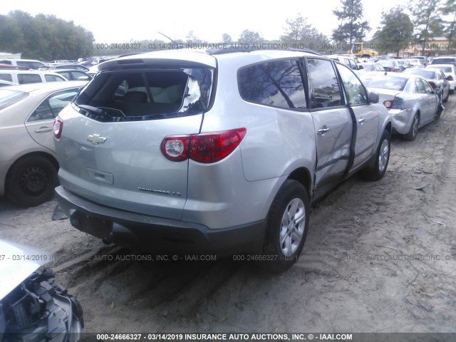 1GNKRFED0BJ130605 - 2011 CHEVROLET TRAVERSE LS SILVER photo 4