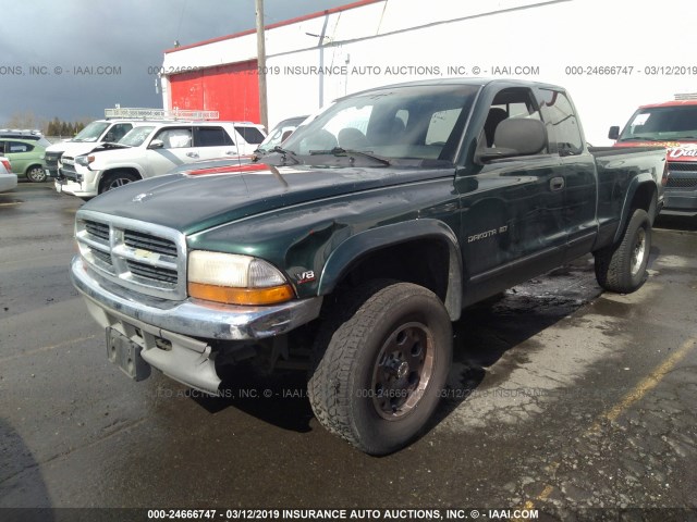 1B7GG22N4YS641554 - 2000 DODGE DAKOTA GREEN photo 2