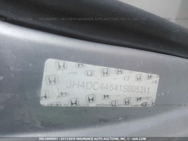 JH4DC44541S005311 - 2001 ACURA INTEGRA LS SILVER photo 9