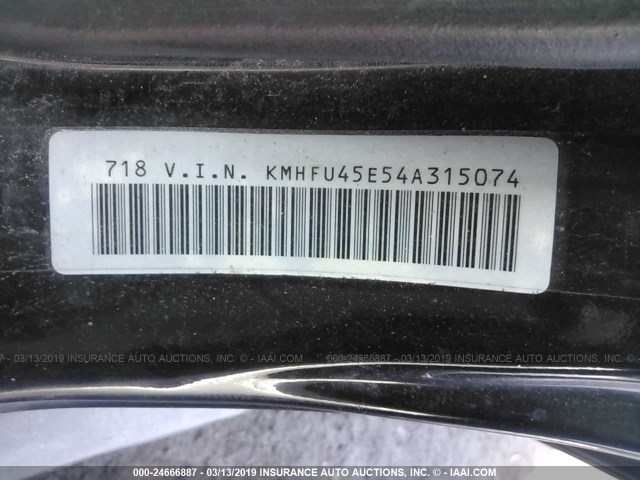 KMHFU45E54A315074 - 2004 HYUNDAI XG 350 BLACK photo 9