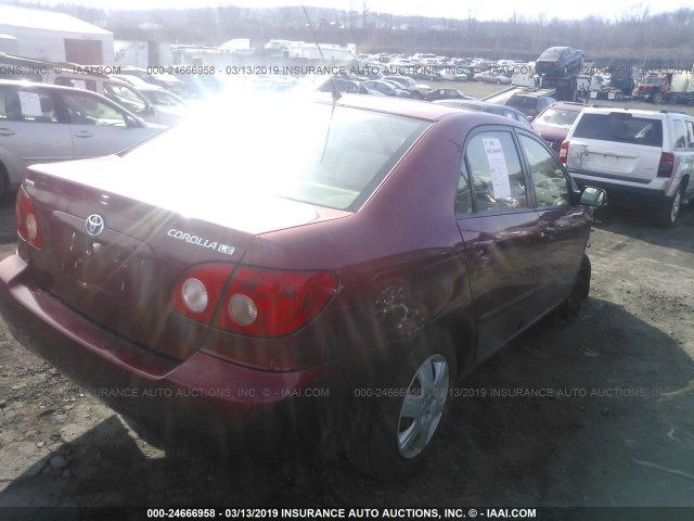 2T1BR32E65C397624 - 2005 TOYOTA COROLLA CE/LE/S BURGUNDY photo 4