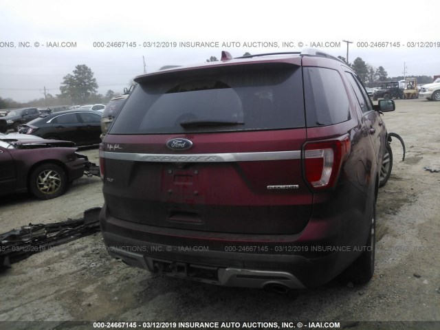 1FM5K7D8XGGA25008 - 2016 FORD EXPLORER XLT RED photo 4