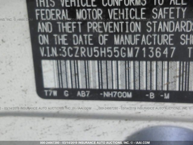 3CZRU5H55GM713647 - 2016 HONDA HR-V EX SILVER photo 9