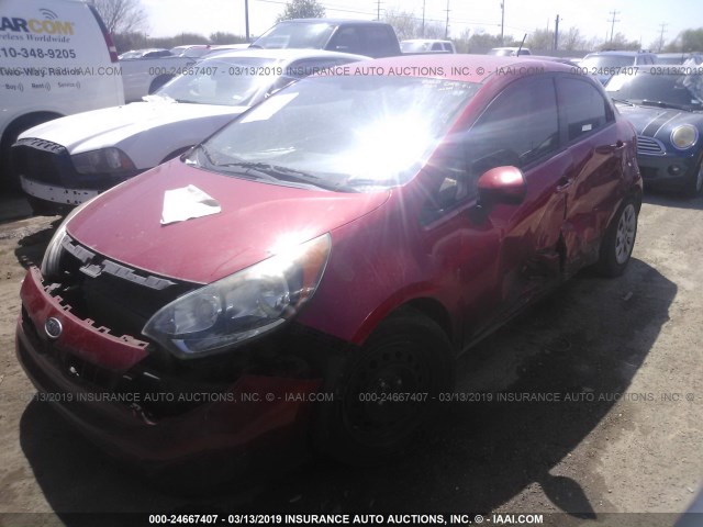 KNADM5A33C6019653 - 2012 KIA RIO LX RED photo 2