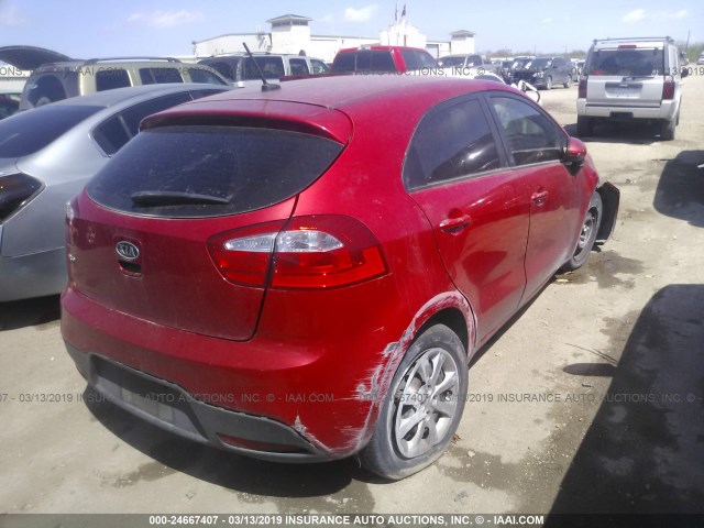 KNADM5A33C6019653 - 2012 KIA RIO LX RED photo 4