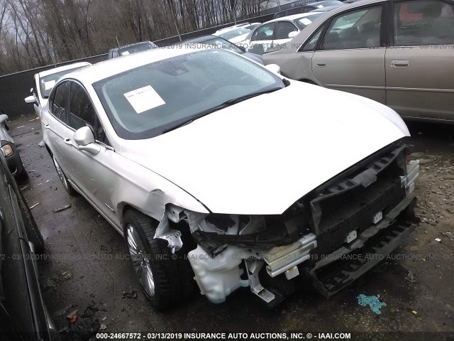 3FA6P0LU0ER340427 - 2014 FORD FUSION SE HYBRID WHITE photo 1