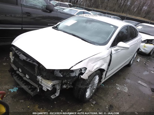 3FA6P0LU0ER340427 - 2014 FORD FUSION SE HYBRID WHITE photo 2