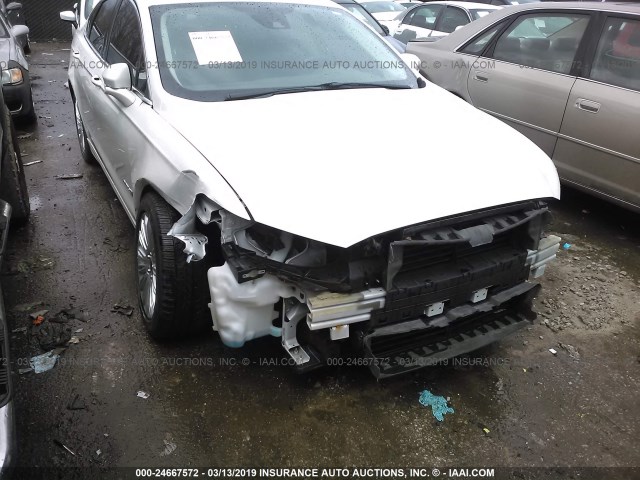 3FA6P0LU0ER340427 - 2014 FORD FUSION SE HYBRID WHITE photo 6