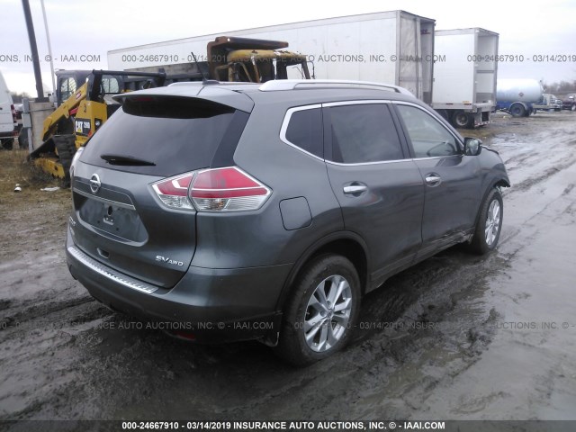 KNMAT2MV6FP518594 - 2015 NISSAN ROGUE S/SL/SV GRAY photo 4