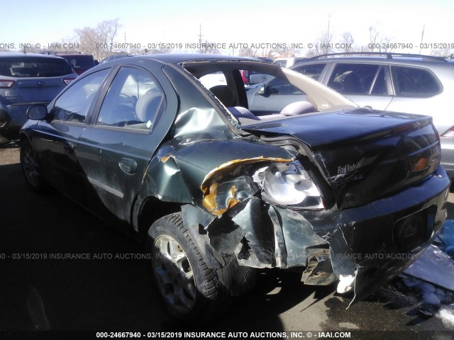 1B3ES46C72D551032 - 2002 DODGE NEON SE GREEN photo 3