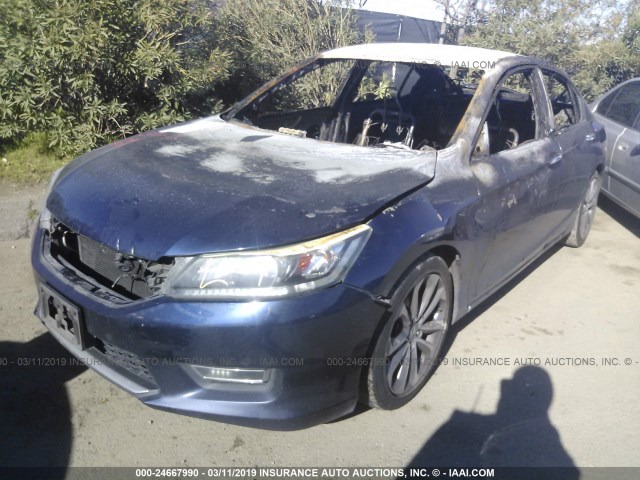 1HGCR2F58DA088878 - 2013 HONDA ACCORD SPORT BLUE photo 2