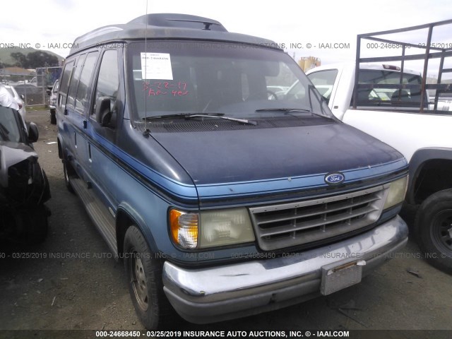 1FDEE14HXPHA13858 - 1993 FORD ECONOLINE E150 VAN BLUE photo 1