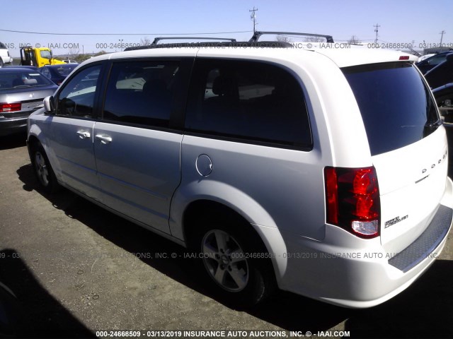 2C4RDGCG4CR247495 - 2012 DODGE GRAND CARAVAN SXT WHITE photo 3