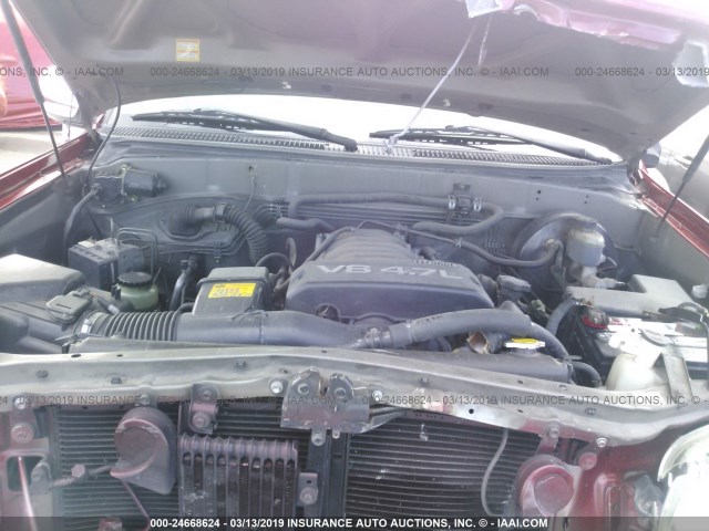 5TBRT34174S454471 - 2004 TOYOTA TUNDRA ACCESS CAB SR5 RED photo 10