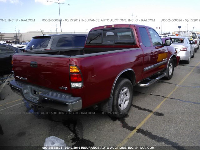 5TBRT34174S454471 - 2004 TOYOTA TUNDRA ACCESS CAB SR5 RED photo 4