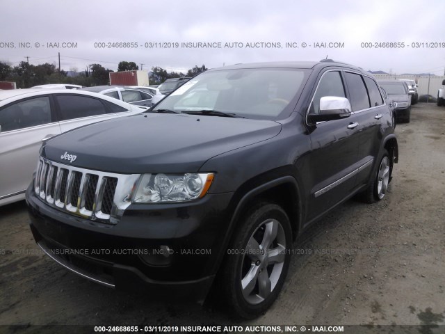 1C4RJFCT2CC332697 - 2012 JEEP GRAND CHEROKEE OVERLAND BLACK photo 2