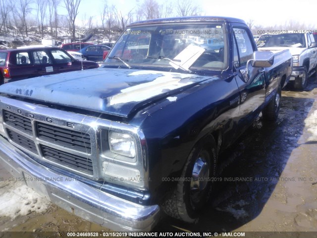 1B7JE26X7MS316432 - 1991 DODGE D-SERIES D200/D250 BLUE photo 2