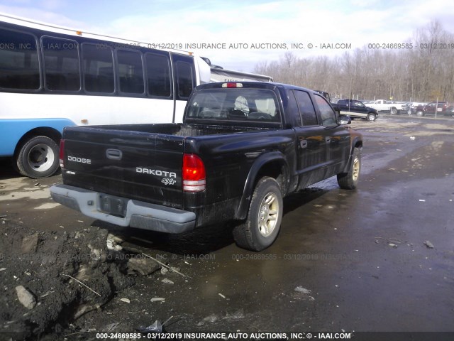 1D7HL38N74S789629 - 2004 DODGE DAKOTA QUAD SPORT BLACK photo 4