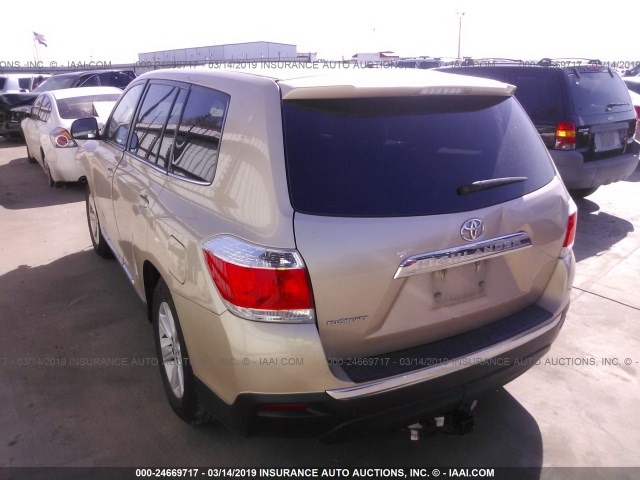 5TDZK3EH4BS045640 - 2011 TOYOTA HIGHLANDER SE TAN photo 3