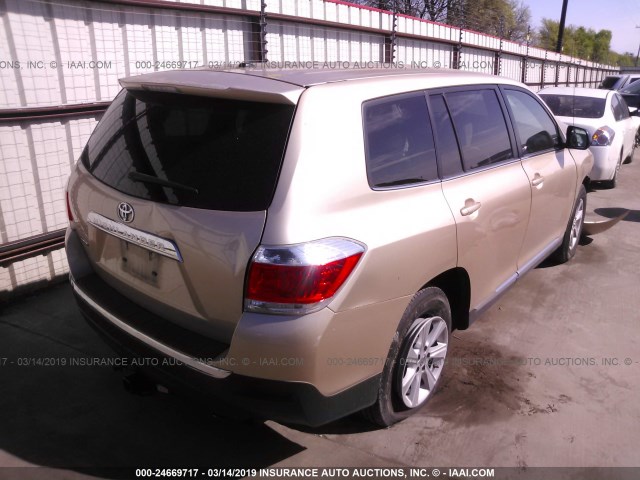 5TDZK3EH4BS045640 - 2011 TOYOTA HIGHLANDER SE TAN photo 4