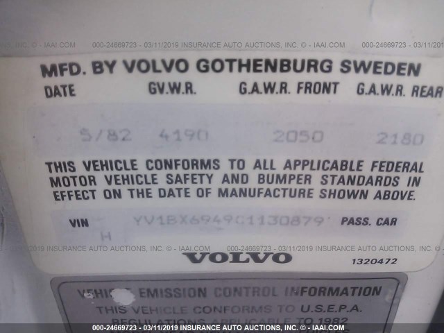 YV1BX6949C1130879 - 1982 VOLVO 264 GLE CREAM photo 9