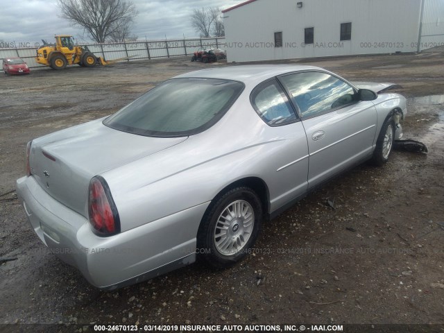2G1WW12E629324904 - 2002 CHEVROLET MONTE CARLO LS ვერცხლისფერი ფოტო 4