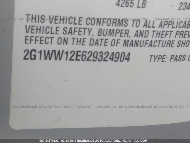 2G1WW12E629324904 - 2002 CHEVROLET MONTE CARLO LS ვერცხლისფერი ფოტო 9