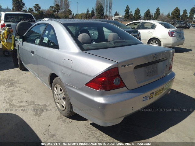 1HGEM22125L008250 - 2005 HONDA CIVIC DX VP SILVER photo 3