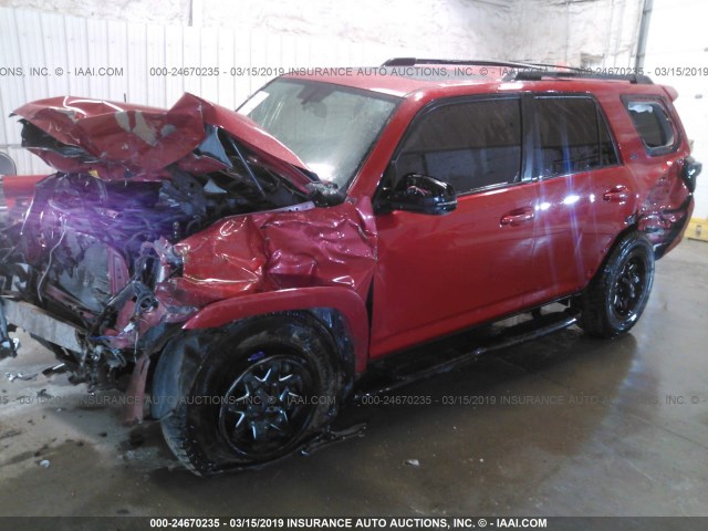 JTEBU5JR9F5246379 - 2015 TOYOTA 4RUNNER SR5/LIMITED/TRAIL/TRD PRO RED photo 2