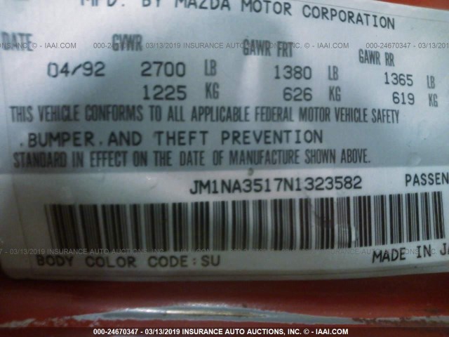 JM1NA3517N1323582 - 1992 MAZDA MX-5 MIATA RED photo 9