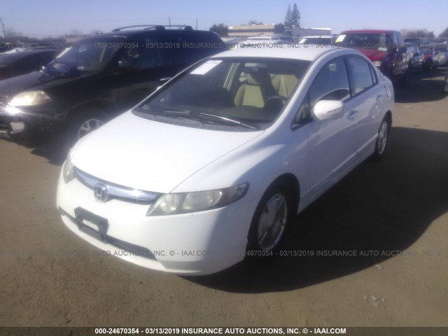 JHMFA36286S022745 - 2006 HONDA CIVIC HYBRID WHITE photo 2