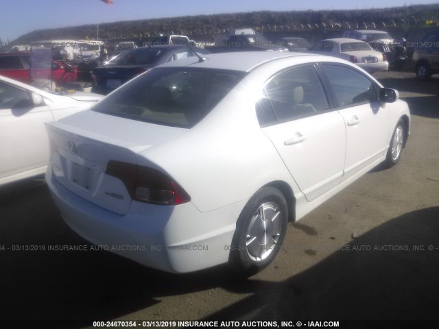 JHMFA36286S022745 - 2006 HONDA CIVIC HYBRID WHITE photo 4