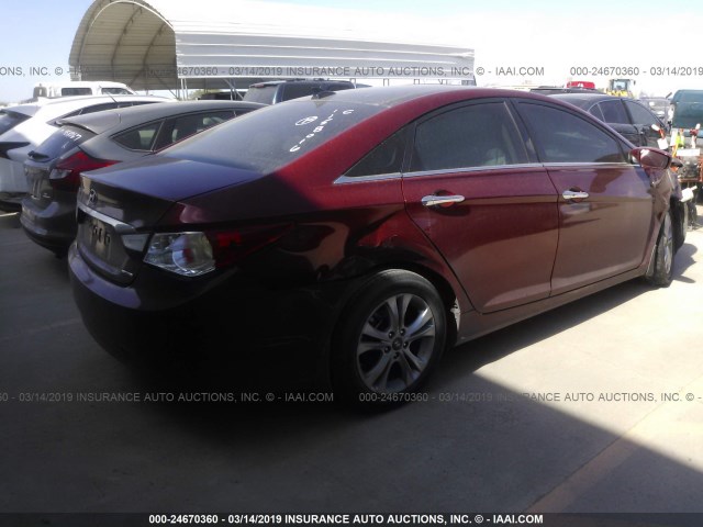 5NPEC4ACXDH645602 - 2013 HYUNDAI SONATA SE/LIMITED RED photo 4