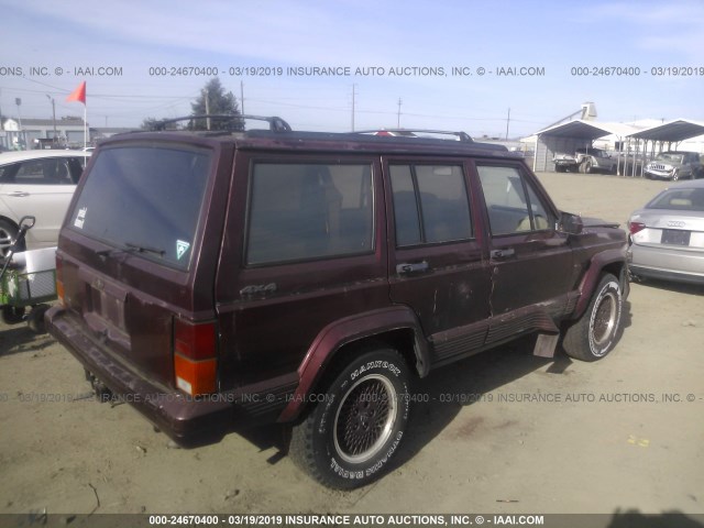 1J4FJ78S0ML507193 - 1991 JEEP CHEROKEE LIMITED RED photo 4