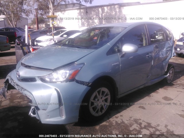 JTDZN3EU8FJ023650 - 2015 TOYOTA PRIUS V Light Blue photo 2