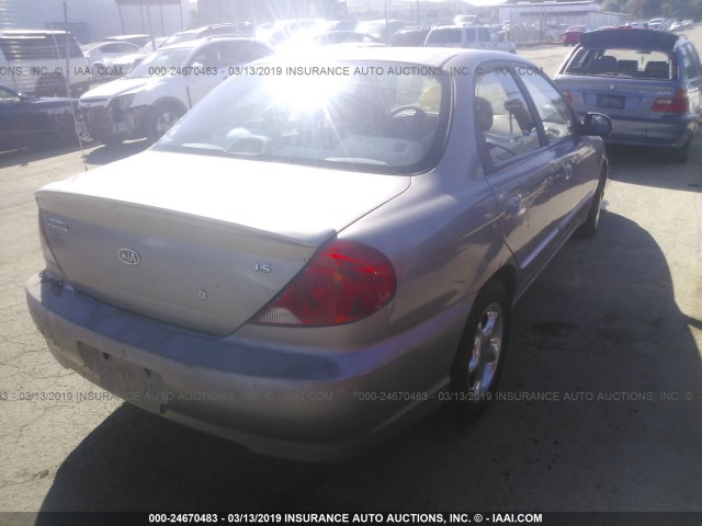 KNAFB121135250710 - 2003 KIA SPECTRA LS TAN photo 4