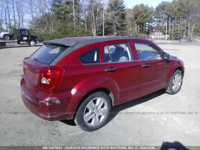 1B3HB48B27D543896 - 2007 DODGE CALIBER SXT RED photo 4