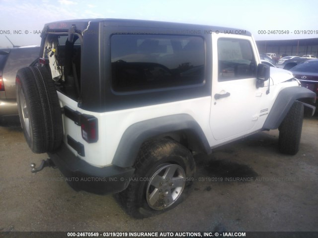 1C4AJWAG1CL163923 - 2012 JEEP WRANGLER SPORT 白色 照片 4