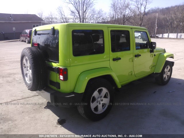 1C4BJWEG2CL223528 - 2012 JEEP WRANGLER UNLIMITE SAHARA GREEN photo 4