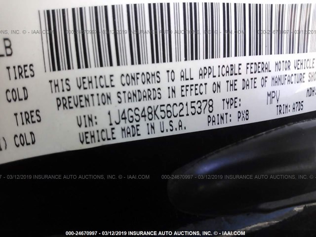 1J4GS48K56C215378 - 2006 JEEP GRAND CHEROKEE LAREDO/COLUMBIA/FREEDOM 黑色 照片 9