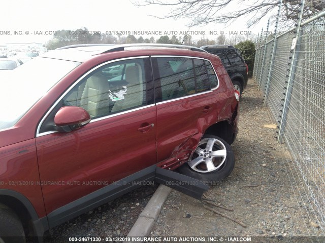 WVGBV7AX3AW003810 - 2010 VOLKSWAGEN TIGUAN SE/SEL RED photo 6