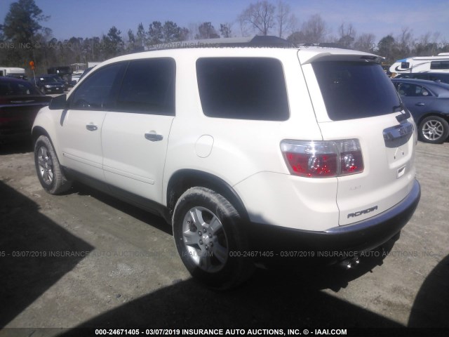 1GKLVLED8AJ114839 - 2010 GMC ACADIA SLE WHITE photo 3