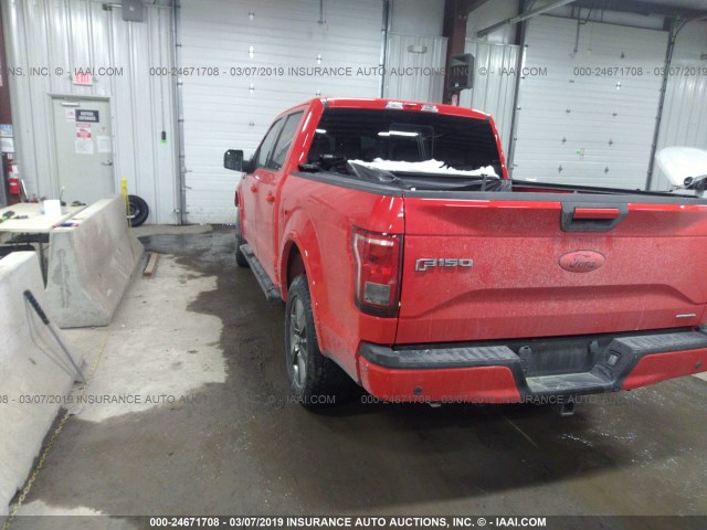 1FTEW1EF4FFB76465 - 2015 FORD F150 SUPERCREW RED photo 3
