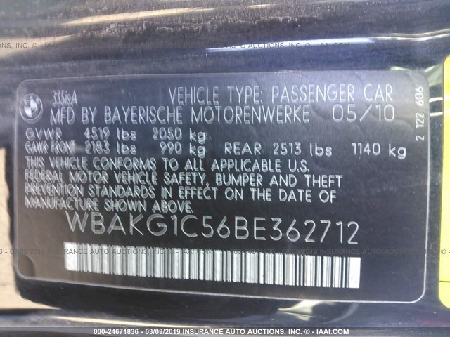 WBAKG1C56BE362712 - 2011 BMW 335 IS BLACK photo 9