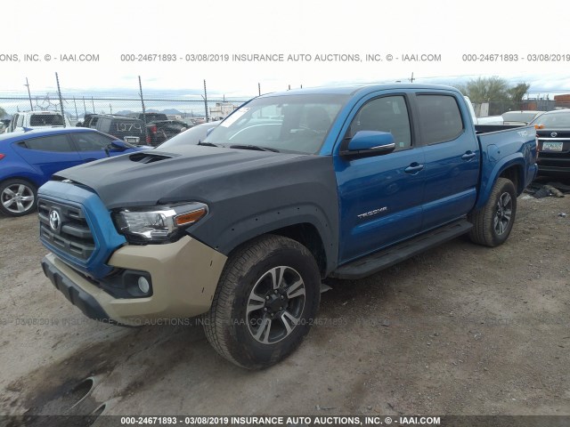 5TFCZ5AN9HX071873 - 2017 TOYOTA TACOMA DBL CAB/SR/TRDSPT/OR/PRO BLUE photo 2