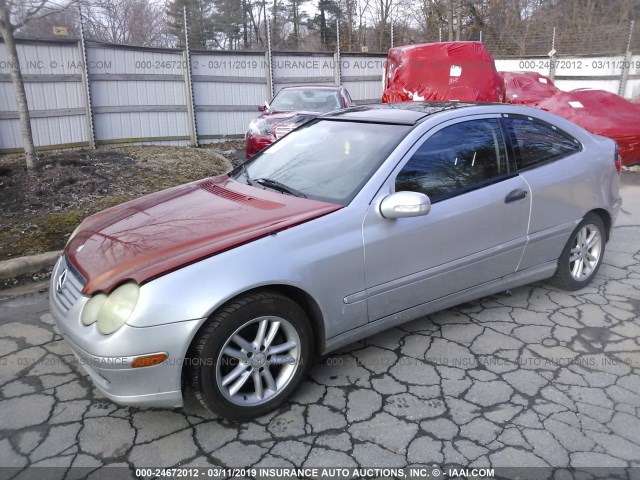 WDBRN47J52A258301 - 2002 MERCEDES-BENZ C 230K SPORT COUPE SILVER photo 2