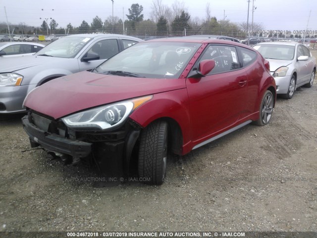 KMHTC6AE9FU216587 - 2015 HYUNDAI VELOSTER RED photo 2