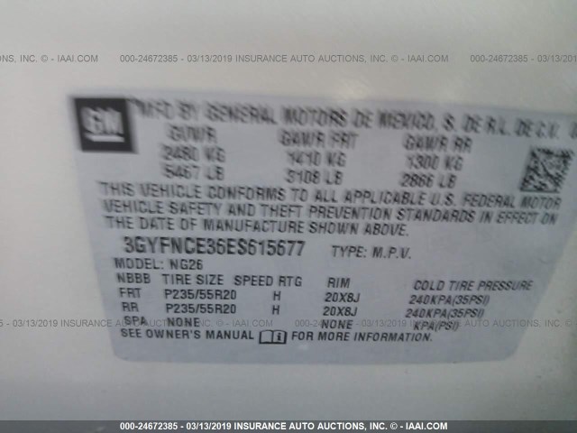 3GYFNCE36ES615677 - 2014 CADILLAC SRX PERFORMANCE COLLECTION Алтын фото 9